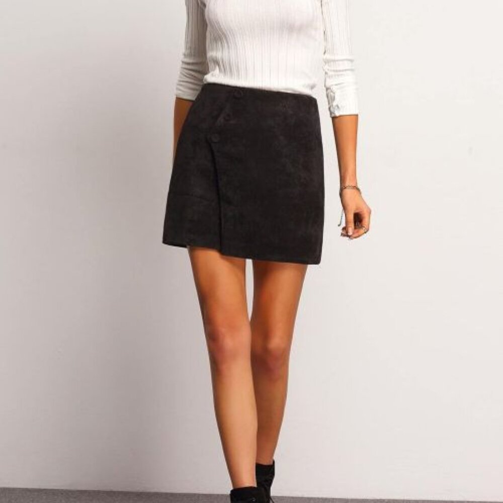 GORGEOUS New NWT Navy Corduroy Mini Skirt L 34” Waist